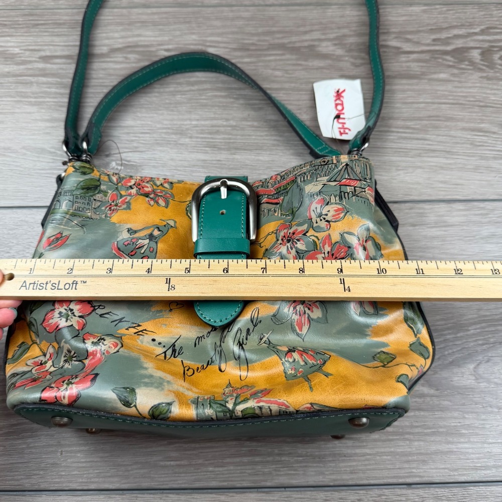 Patricia Nash Womens Crossbody Bag Floral Leather Green Yellow Small New - Picture 6 of 8